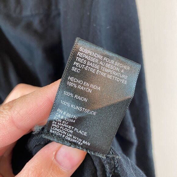 BDG Button Up Womens Medium Slouchy Oversized Button Shirt Black Lagenlook Rayon - Picture 7 of 13